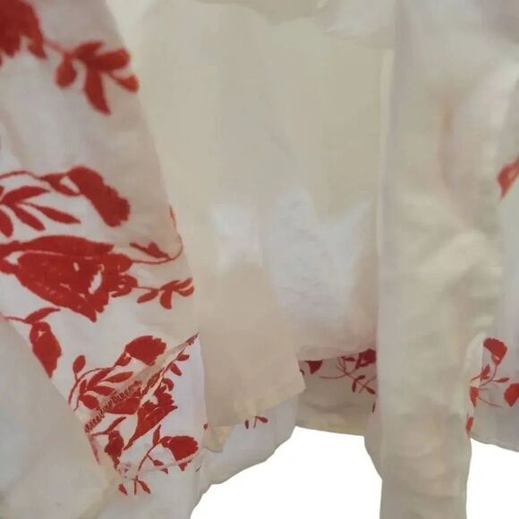 Old Navy Women's White & Dark Orange Cotton Embroidered Lined Tiered Pull On Max - Picture 9 of 11